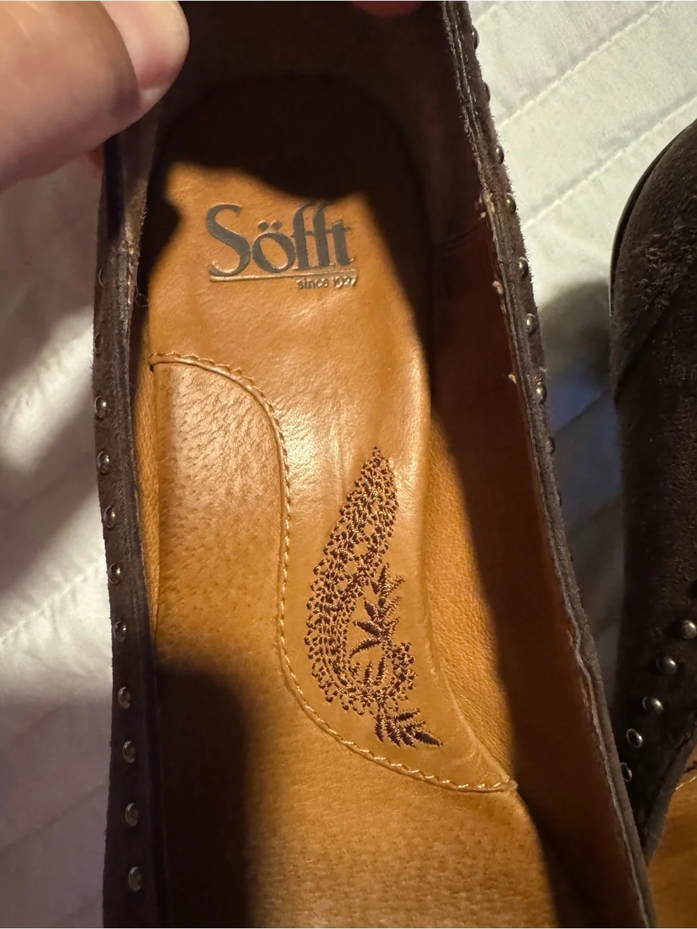 Söfft Brown Suede Studded Bow Pumps Comfort Heels Size 6.5